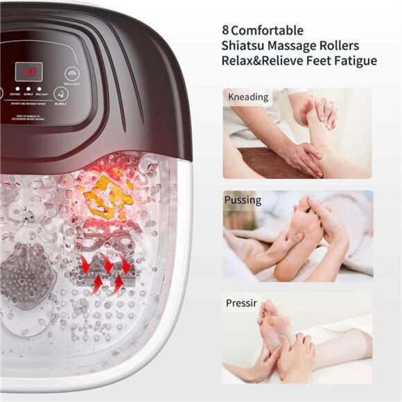Foot Spa Bath Massager with Heat, Epsom Salt,Bubbles, Vibration and Red Light - Picture 3 of 8